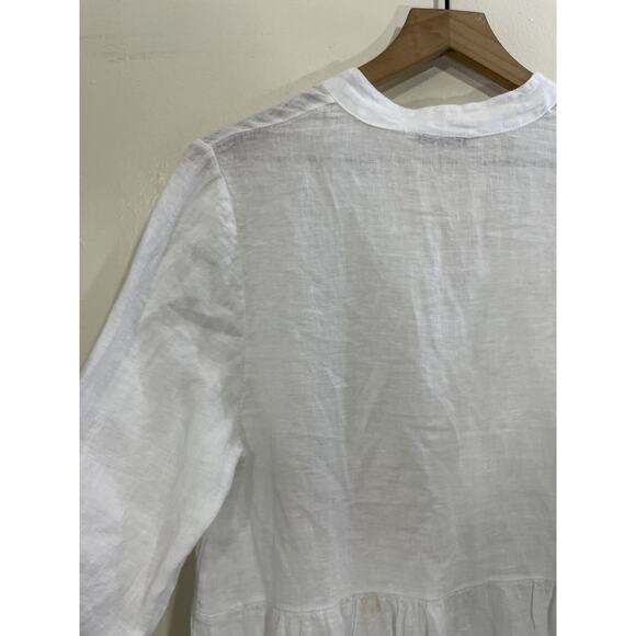 Cottage Coastal Boho Victorian Linen Peasant Dress S Prairie Lounge Italy Patio - Picture 11 of 15